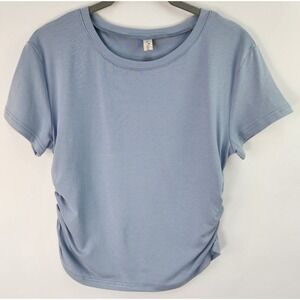 Darong Ruched Top Women's L Blue Stretch Casual Minimalist Coastal Chic